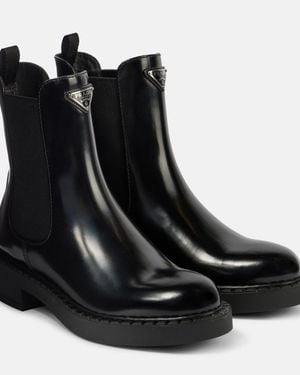 Prada Leather Chelsea Boots - Black