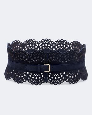 Alaïa Guertel Corset Aus Veloursleder - Blau