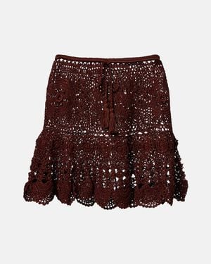 Anna Kosturova Crochet Cotton Miniskirt - Purple