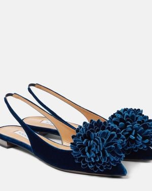 Aquazzura Couturier Velvet Slingback Flat - Blue