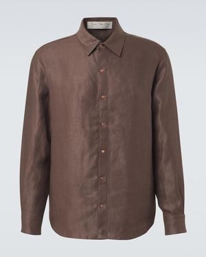 God's True Cashmere Hemd Aus Leinen Mit Orangefarbenem Sonnenstein - Braun
