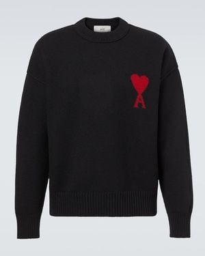 Ami Paris Pullover Ami De Cour Aus Schurwolle - Schwarz