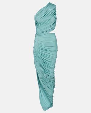 Alaïa Asymmetric Ruched Jersey Maxi Dress - Green