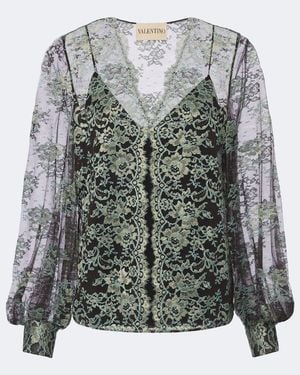 Valentino Garavani Bluse Aus Spitze - Grau