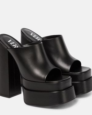 Versace Leather Platform Sandals - Black