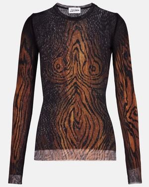 Jean Paul Gaultier Wood Trompe L'Oil Tulle Top - Blue