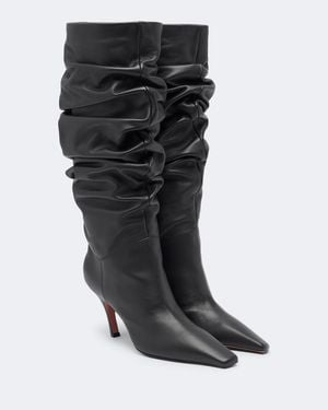 AMINA MUADDI Jamie Leather Knee-High Boots - Black