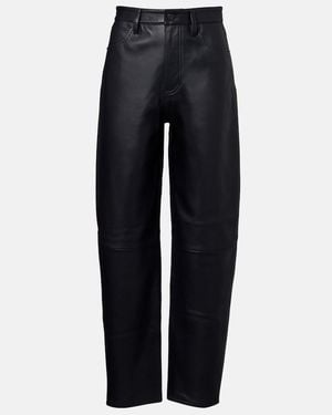 FRAME Neat Leather Straight Trousers - Blue