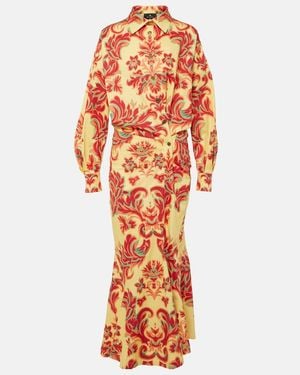 Etro Printed Cotton And Silk Maxi Dress - Orange