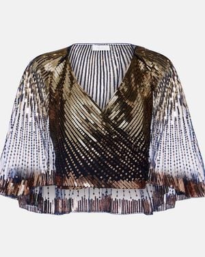 Rabanne Sequined Crop Top - Blue