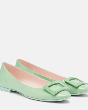Roger Vivier Ballerinas Gommettine Aus Lackleder - Grün