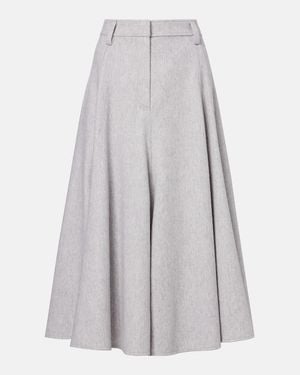 Brunello Cucinelli Virgin Wool Midi Skirt - Gray