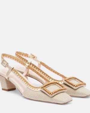 Roger Vivier Belle Vivier Embellished Slingback Court Shoes - Natural