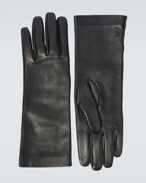 Saint Laurent Cassandre Leather Gloves - Black