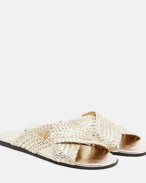 Prada Woven Leather Slides - White