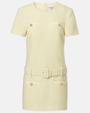 Self-Portrait Belted Boucle Minidress - Natural
