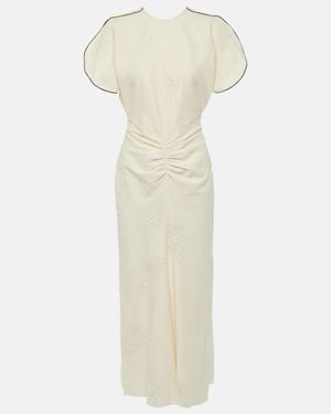 Victoria Beckham Gathered-waist Lace-detail Dress - White