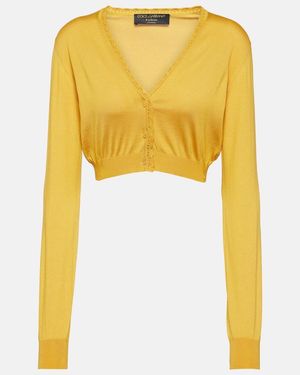 Dolce & Gabbana Cropped Cardigan Aus Seide - Gelb