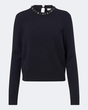 Vince Embellished Wool And Cashmere-Blend Jumper - Blue