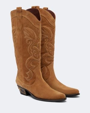 Etro Cowboystiefel Aus Veloursleder - Braun
