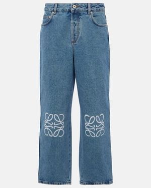 Loewe Mid-Rise Cropped Jeans Anagram - Blau