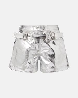 Rabanne Metallic Cotton High-Rise Shorts - White