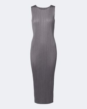 Pleats Please Issey Miyake Midikleid Basics - Grau
