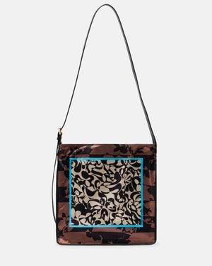 Dries Van Noten Small Printed Satin Shoulder Bag - Black