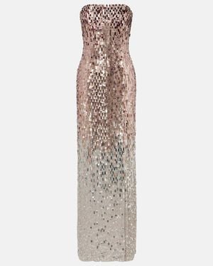 Jenny Packham Lucille Sequined Strapless Gown - White