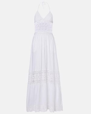 Anna Kosturova Filigree Crochet Halterneck Maxi Dress - White