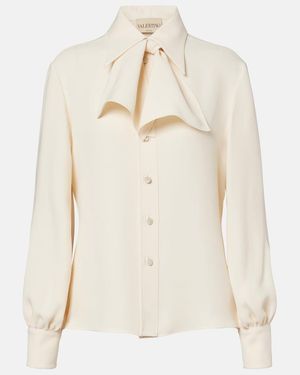 Valentino Cady Couture Silk Blouse - Natural
