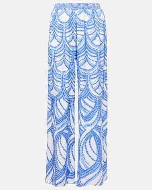 Poupette Cecile Printed Wide-Leg Trousers - Blue