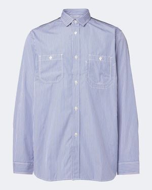 Junya Watanabe Paneled Striped Cotton Shirt - Blue
