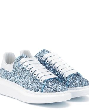 McQueen 40mm Hohe Ledersneakers Mit Glitzer - Blau