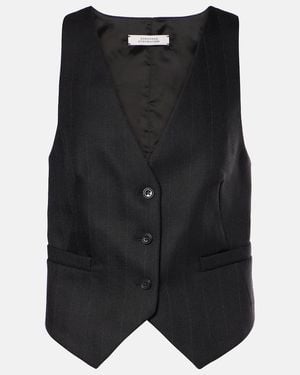Dorothee Schumacher Modern Sophistication Pinstripe Wool Vest - Black
