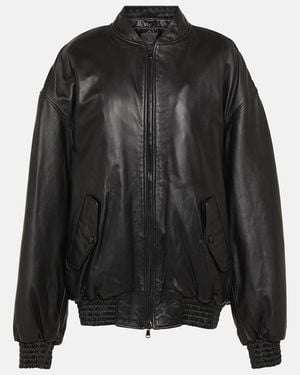 Wardrobe NYC Leather Bomber Jacket - Black