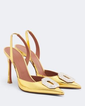 AMINA MUADDI Slingback-Pumps Camelia Aus Metallic-Leder - Mettallic