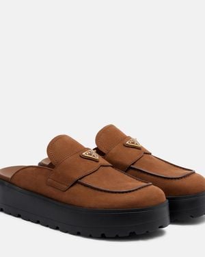 Prada Mules De Ante - Marrón