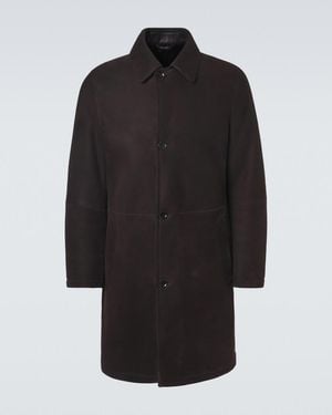 Brioni Abrigo De Ante Con Forro De Borrego - Negro