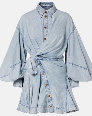 Zimmermann Denim Rebellion Wrap Mini Dress - Blue