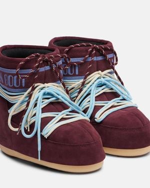 Moon Boot Schneestiefel Icon Low Aus Veloursleder - Rot