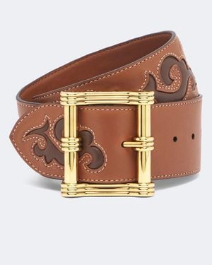 Etro Embroidered Leather Belt - Brown