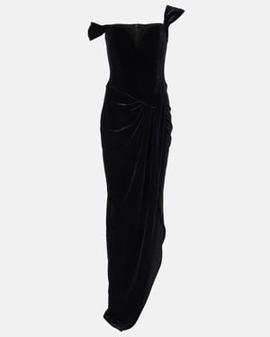Alex Perry Asymmetric Velvet Bustier Gown - Black