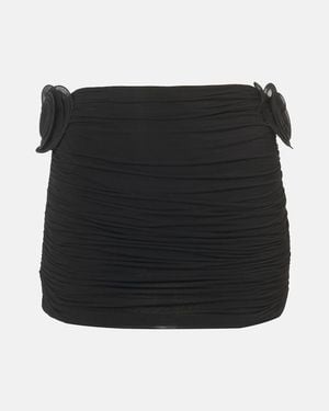 Magda Butrym Floral-Applique Ruched Miniskirt - Black