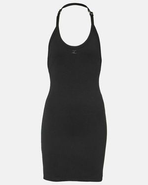 Courreges Ribbed-Knit Cotton-Blend Jersey Minidress - Black