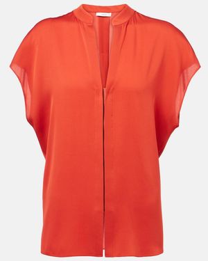 Vince Silk-Blend Blouse - Red