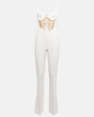 David Koma Sequined Cutout Cady Jumpsuit - White