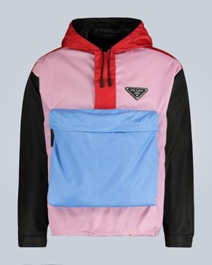 Prada Color-block Hooded Jacket With Logo - Multicolour