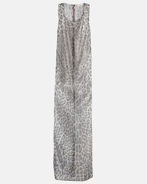 JACQUES WEI Vestido Largo De Tul Con Cristales - Gris