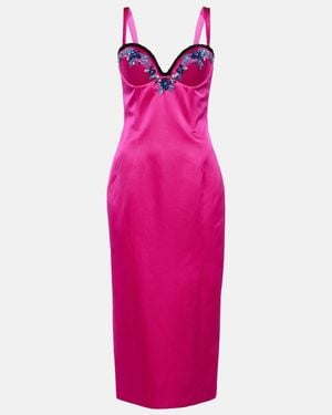 Miss Sohee Embellished Satin Midi Dress - Pink